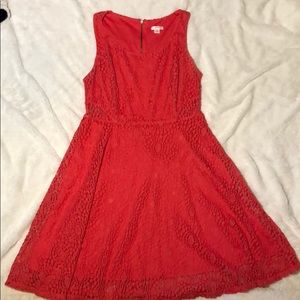 Lace coral sleeveless dress